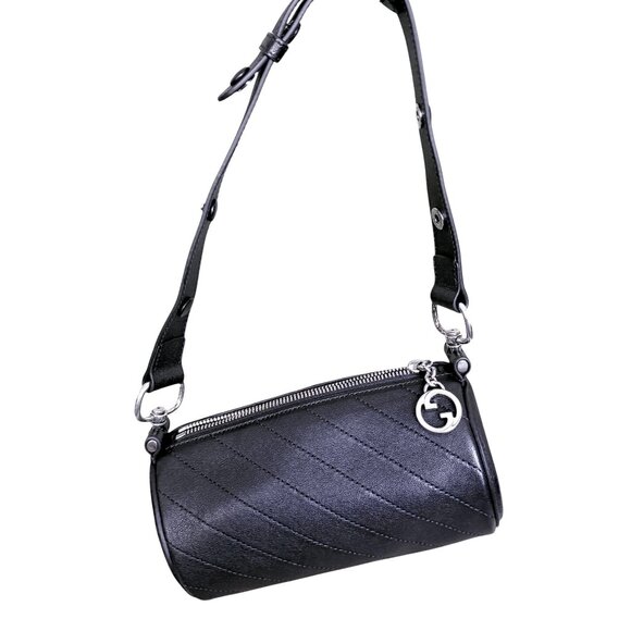 Gucci 760710 Blondie Mini Cylinder Shoulder Bag Black Leather - Picture 1 of 15